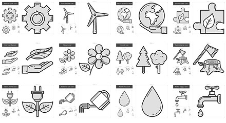 Image showing Ecology line icon set.