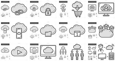 Image showing Hi-Tech line icon set.