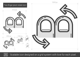 Image showing Two finger pivot rotate line icon.