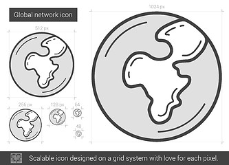 Image showing Global network line icon.