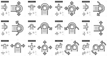 Image showing Touch gestures line icon set.
