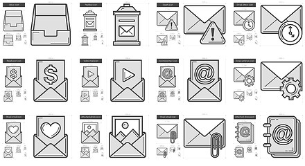 Image showing Email line icon set.