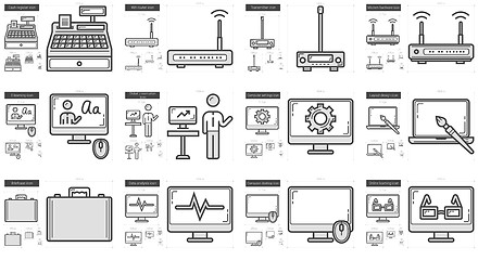 Image showing Technology line icon set.