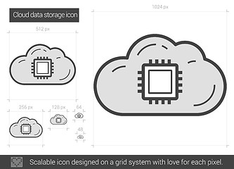 Image showing Cloud data storage line icon.