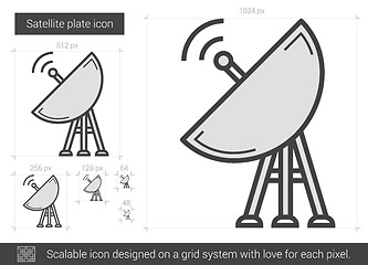 Image showing Satellite plate line icon.