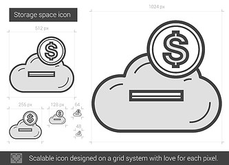 Image showing Storage space line icon.