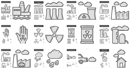 Image showing Ecology biohazard line icon set.