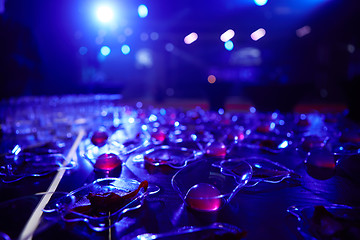 Image showing Beautifully decorated catering banquet table with different food snacks.