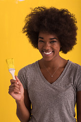 Image showing black woman painting wall