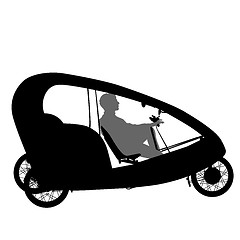 Image showing Silhouette of a tricycle male on white background
