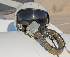 Image showing Helmet and oxygen mask of a military pilot