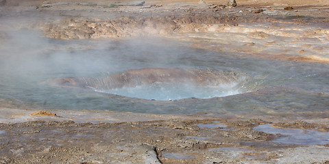 Image showing The famous Strokkur Geyser - Iceland - Close-up