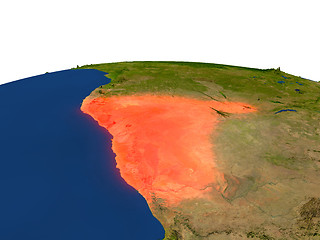 Image showing Namibia in red from orbit