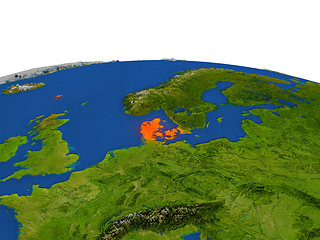 Image showing Denmark in red from orbit