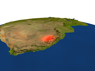 Image showing Lesotho in red from orbit