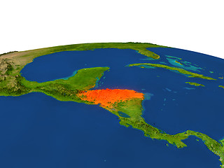 Image showing Honduras in red from orbit