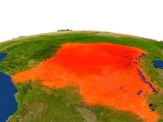 Image showing Democratic Republic of Congo in red from orbit
