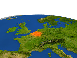 Image showing Belgium in red from orbit