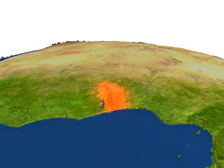 Image showing Togo in red from orbit