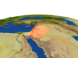 Image showing Jordan in red from orbit