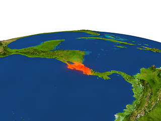 Image showing Costa Rica in red from orbit