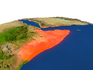 Image showing Somalia in red from orbit