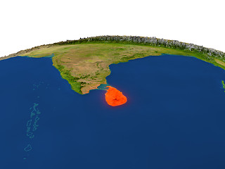 Image showing Sri Lanka in red from orbit