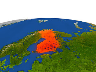 Image showing Finland in red from orbit