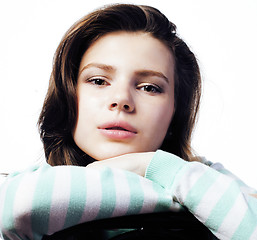Image showing Real Teenage Girl Looking Worried isolated on white background