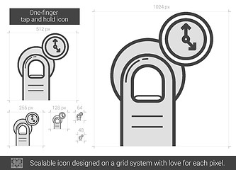 Image showing One-finger tap and hold line icon.