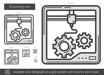 Image showing Three D printing line icon.