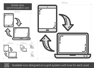 Image showing Mobile data synchronization line icon.