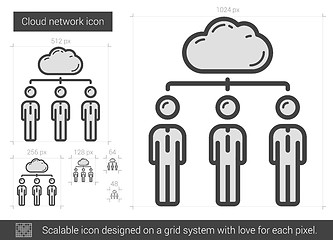 Image showing Cloud network line icon.