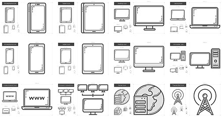 Image showing Gadgets line icon set.