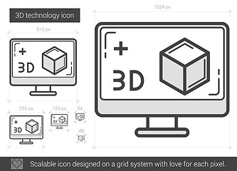 Image showing Three d technology line icon.