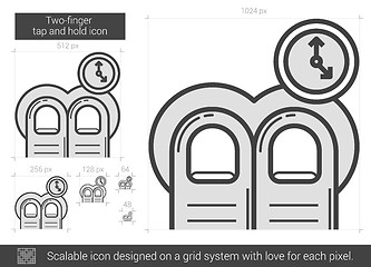 Image showing Two-finger tap and hold line icon.