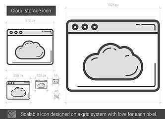 Image showing Cloud storage line icon.