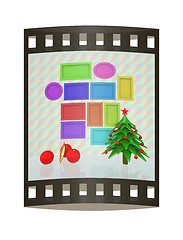 Image showing Set of Christmas and New Year frames and Christmas tree. 3D rend