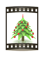 Image showing Christmas tree. 3d illustration. The film strip