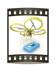 Image showing Drone with remote controller. The film strip