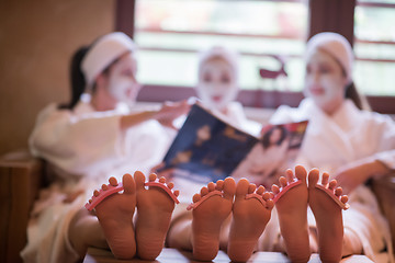 Image showing group of famale friends in spa