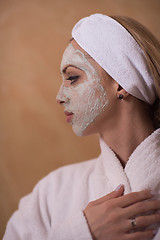 Image showing Spa Woman applying Facial Mask