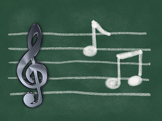 Image showing clef and music notes on chalkboard - 3d illustration