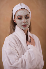 Image showing Spa Woman applying Facial Mask