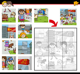 Image showing jigsaw puzzle game with kids