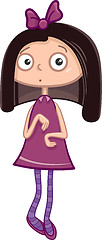 Image showing cute shy girl cartoon character