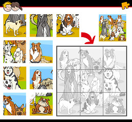 Image showing jigsaw puzzle activity with dogs