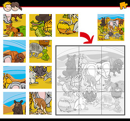 Image showing jigsaw puzzles with animals