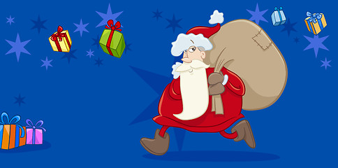 Image showing santa with sack greeting card