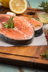 Image showing Raw salmon steak